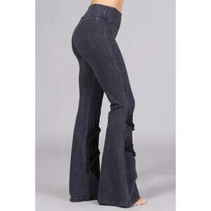 Chatoyant Double Fringe Bell Bottoms Dark Ash Gray Large